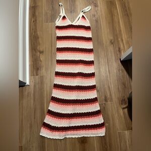 Maxi Knitted pool coverup or to be beautiful anytime or season . Has Stretch.